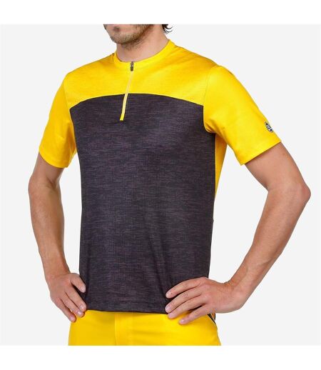 Mens Sentiero Short-sleeved Cycling Jersey Black Yellow Bicycle Line