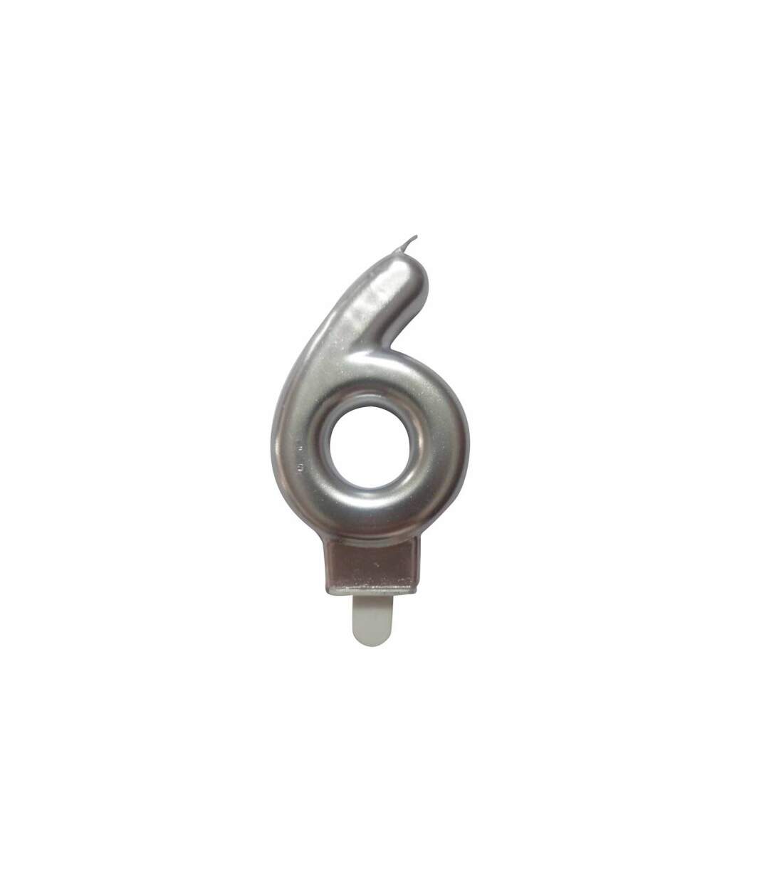 Bougie d'Anniversaire Chiffre 6 7cm Argent-1