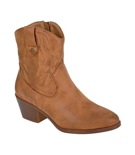 Bottines Style Cowgirl Bertilla Femme Brun Clair Cipriata