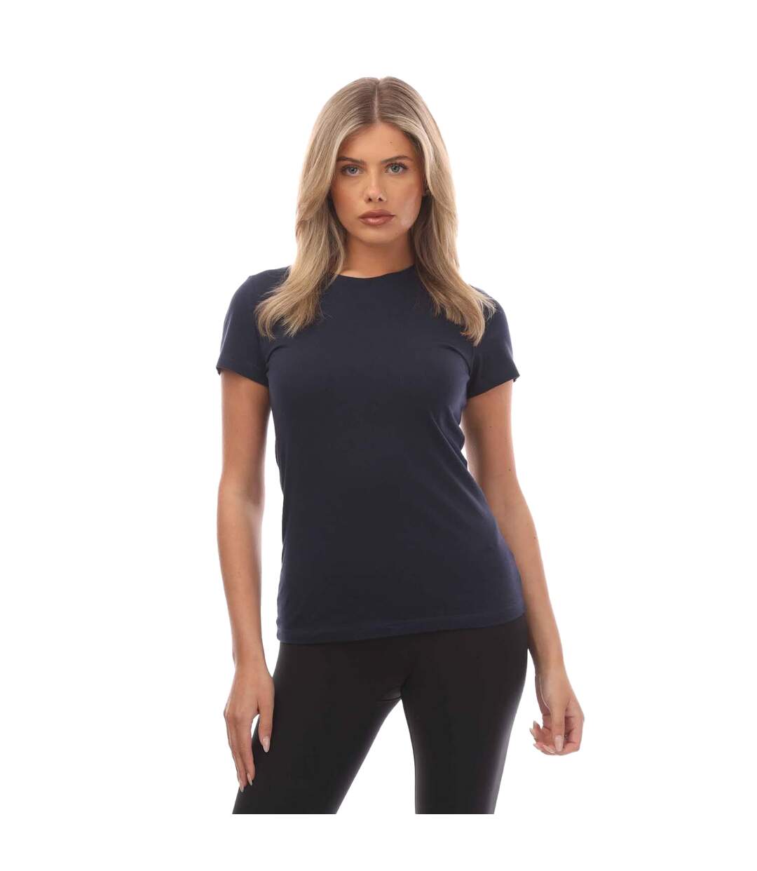 Womens/ladies Plain T-shirt Navy Puma-2