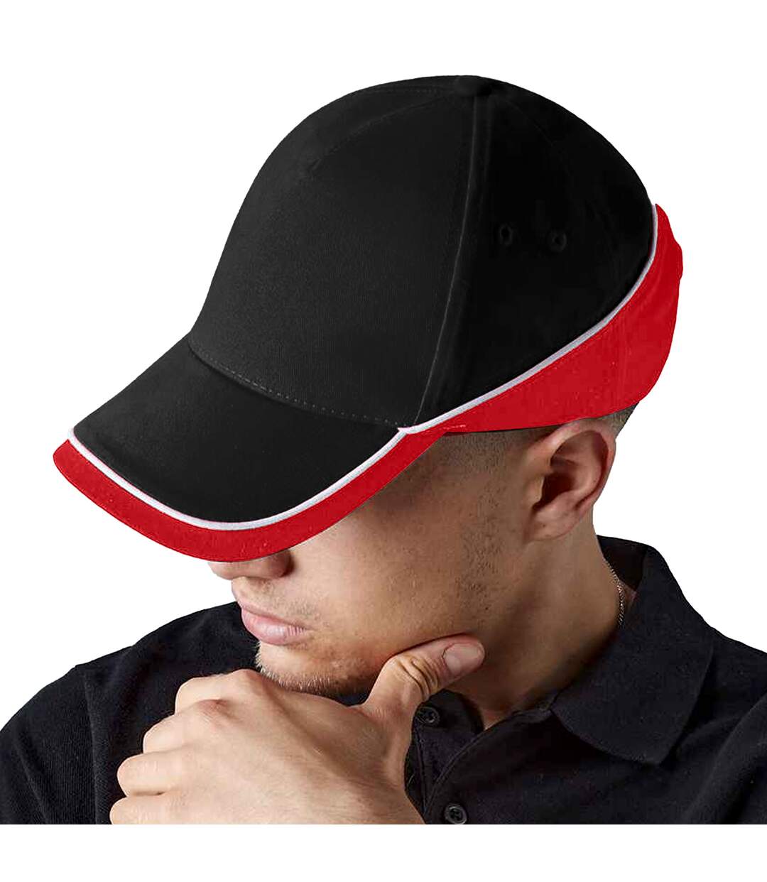 Casquette de baseball unisexe noir/rouge/blanc Beechfield-4