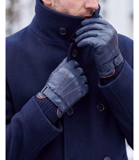 Isotoner Gants homme tactiles, en cuir d'agneau pleine fleur, doublés polaire