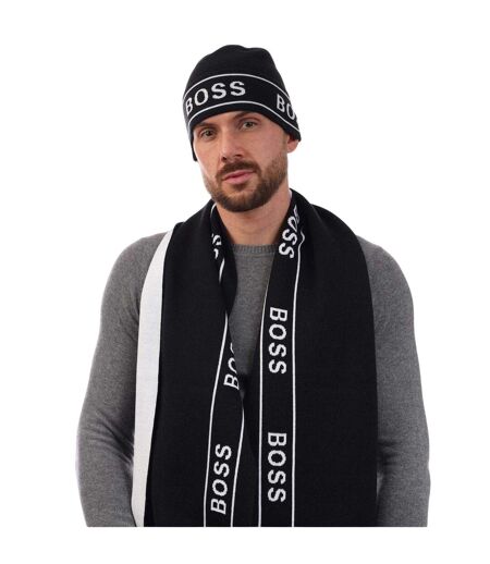 Ensemble Bonnet Et Écharpe Motif/style Logo Répété Homme Taille Unique Noir Boss