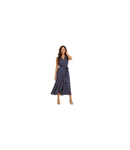 Robe Portefeuille Sans Manches Motif/style À Pois Femme Bleu Marine Mela London