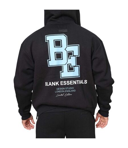 Mens Collegiate Full Zip Hoodie Black Blank Essentials