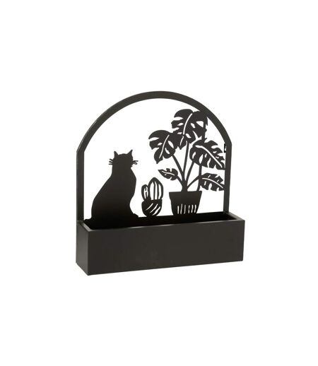 Jardinière Murale en Métal Chat 50cm Noir