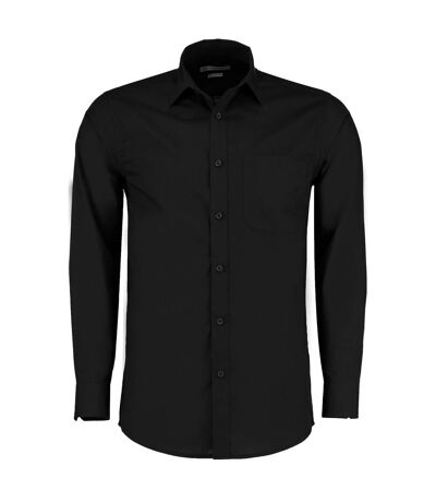 Kustom Kit Mens Long Sleeve Poplin Shirt (Black)