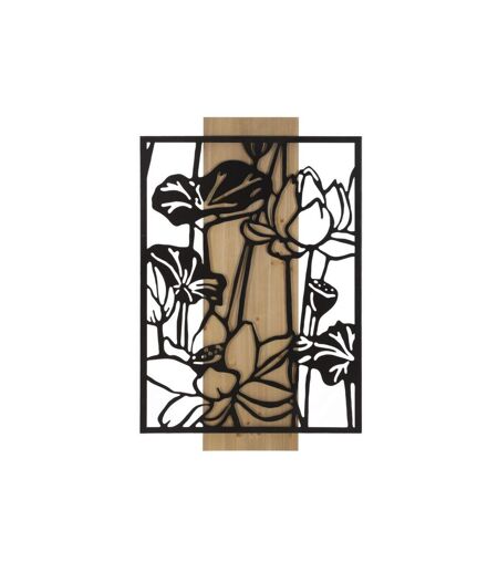 Décoration Murale Encadrée Lotus 90cm Noir & Naturel
