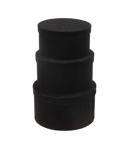 Lot de 3 Boîtes de Rangement Rondes Plates Vaughn 32cm Noir