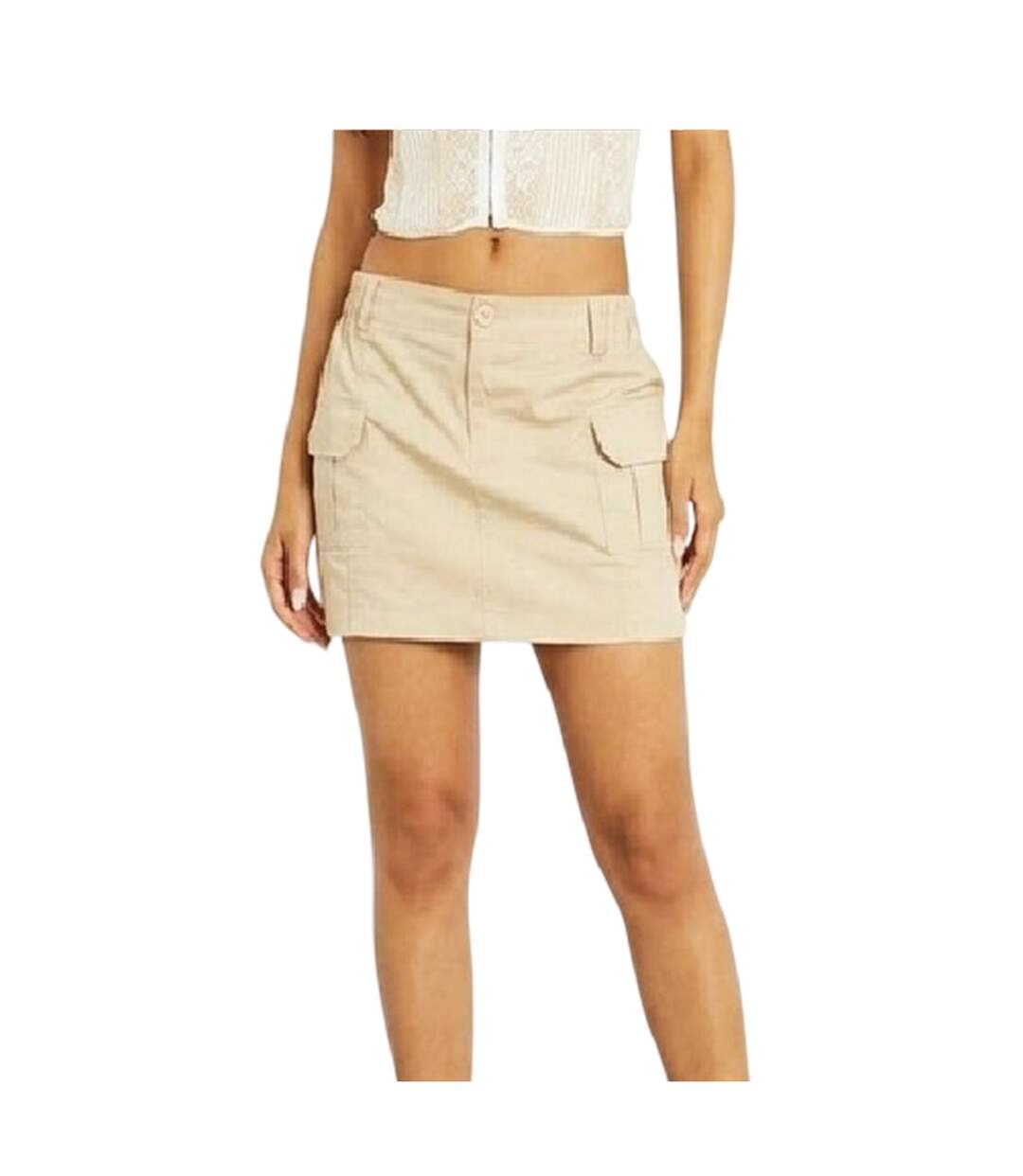 Womens/ladies Cargo Mini Skirt Beige Missy Empire-2