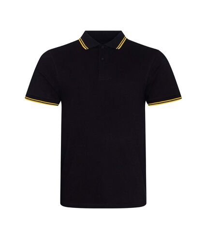 AWDis Mens Stretch Tipped Piqu Polo Shirt (Black/Yellow) - UTPC3155