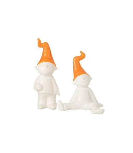 Statuette Déco Nain 31cm Blanc & Orange