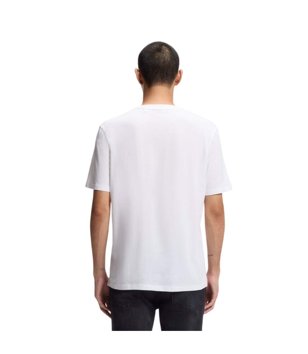 T-shirt Motif/style Logo Sur Poitrine Homme Blanc Hugo-3