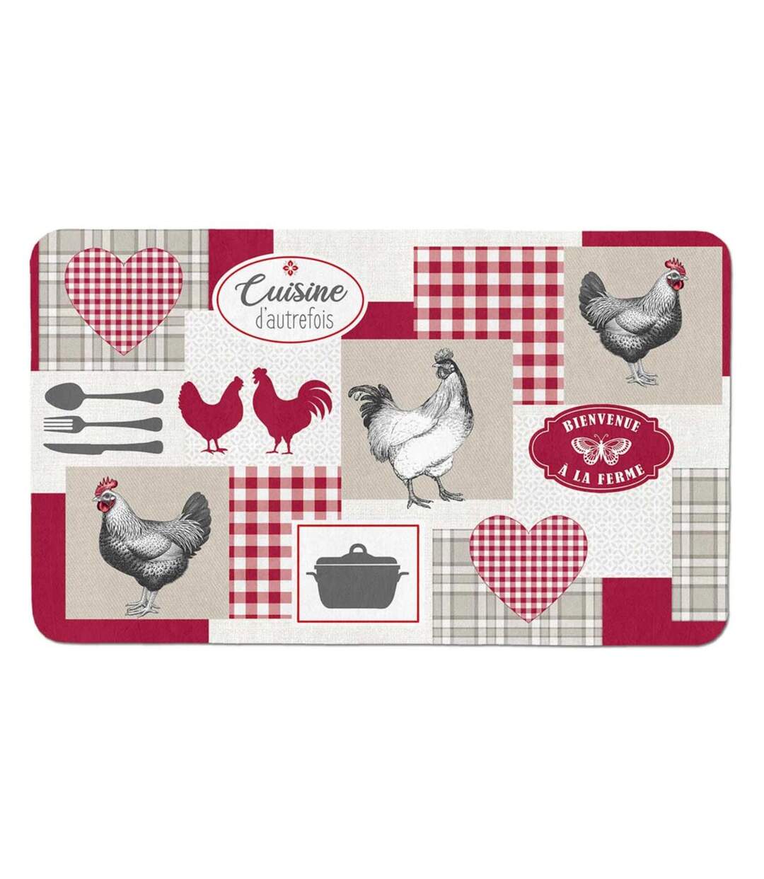 Tapis de Cuisine Mousse Vickie 45x75cm Rouge-1