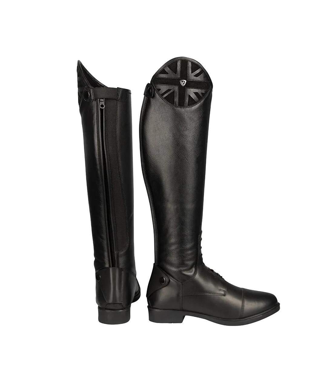 Womens/ladies Union Jack Long Riding Boots Black Hy-1