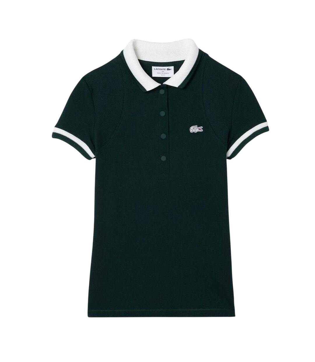 Womens/ladies Embroidered Logo Short-sleeved Polo Shirt Green White Lacoste-2