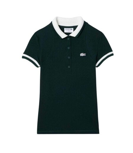 Womens/ladies Embroidered Logo Short-sleeved Polo Shirt Green White Lacoste