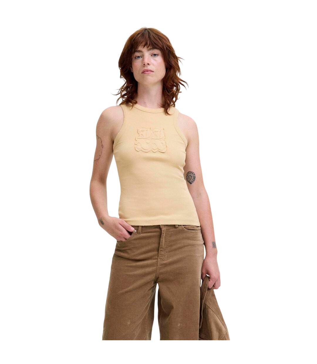 Débardeur Sans Manches Motif/style Écusson Femme Marron Clair JJXX-4