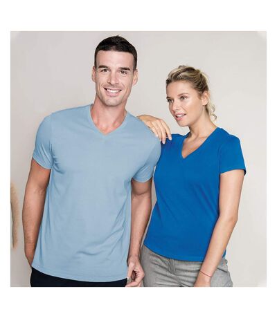 T-shirt À Manches Courtes Et Col En V Coupe Cintrée  Pour Homme Bleu Ciel Kariban