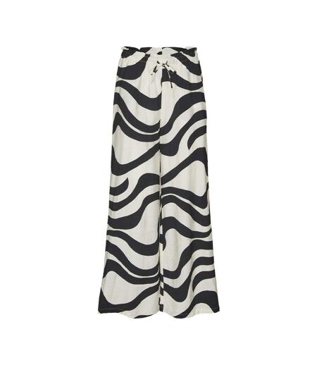 Pantalon fluide beige/noir femme vero moda lea