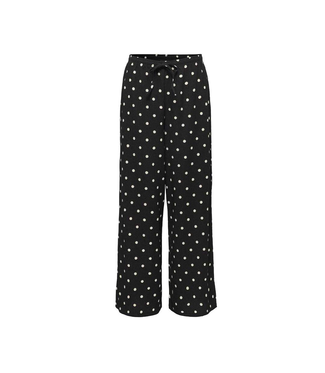 Pantalon fluide beige/noir à pois femme jdy ebbie-1