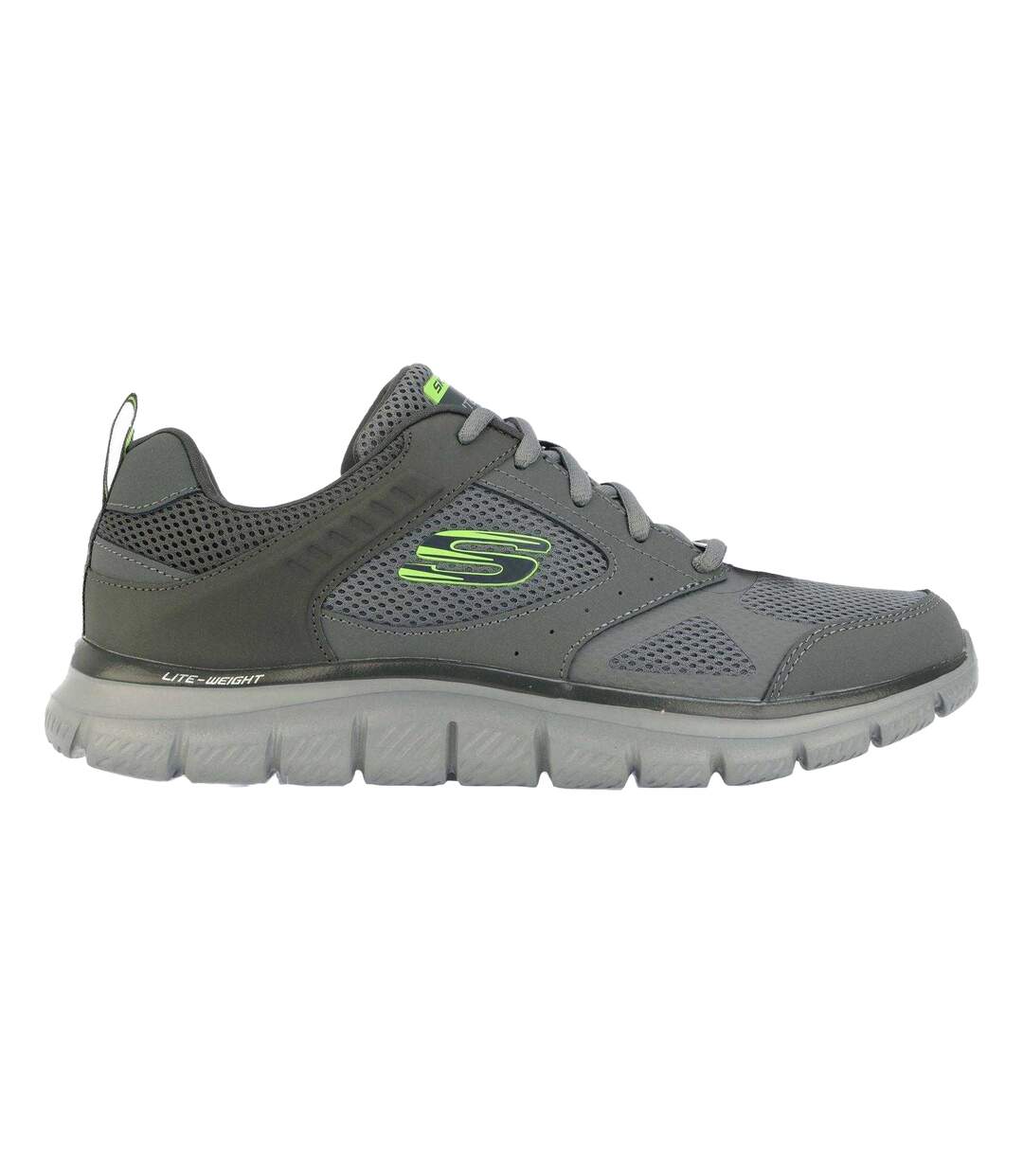 Mens Track Syntac Leather Trainers Charcoal Skechers-3