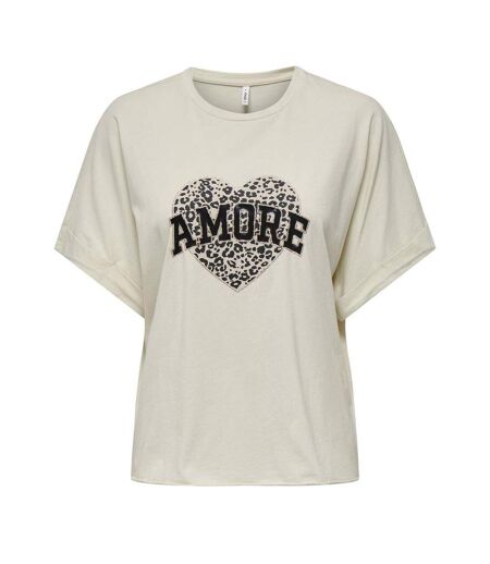 T-Shirt beige femme only lucy