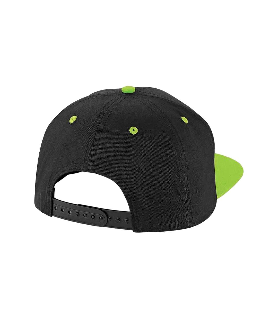 Contrast 5 Panel Snapback Cap Black Lime Green Beechfield-2