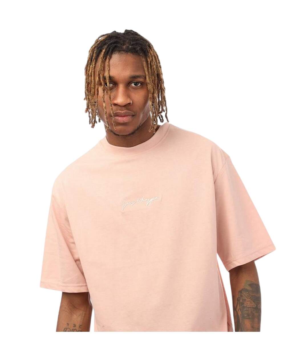 Mens Signature Logo Oversized T-shirt Pink Hype-4
