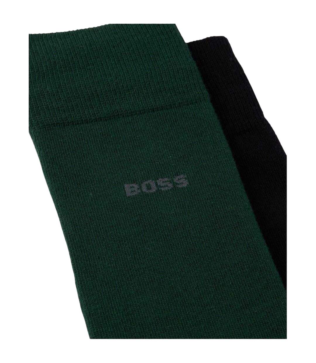 Lot De 2  Chaussettes Motif/style Uni Homme Vert Boss-3
