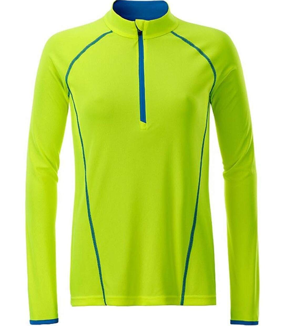 Maillot running respirant manches longues - Femme - JN497 - jaune et bleu vif-2