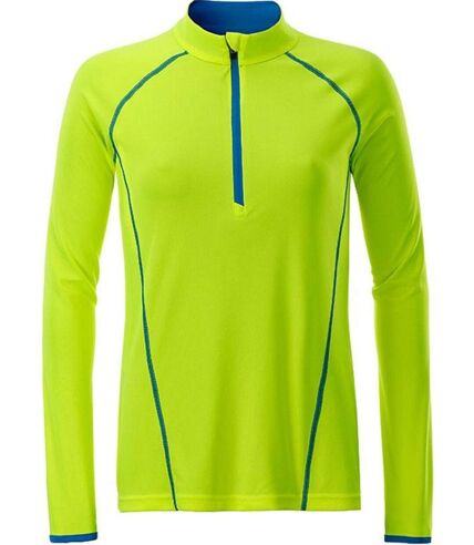 Maillot running respirant manches longues - Femme - JN497 - jaune et bleu vif