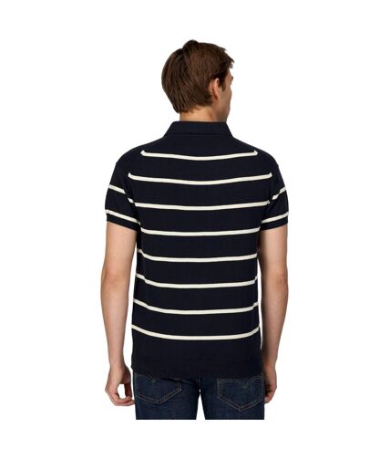Regatta Mens Arkose Stripe Knitted Polo Shirt (Navy/White Stone)