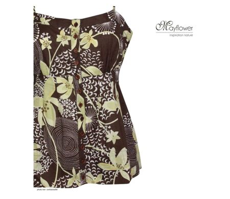 Chemisier top MAYFLOWER KF294MA marron et vert : le confort d'un coton cintré pour sublimer votre silhouette