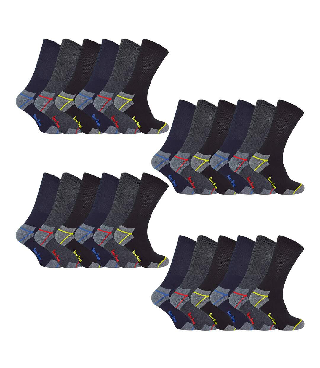 Lot de 24 paires de chaussettes de travail Ultimate en coton pour hommes