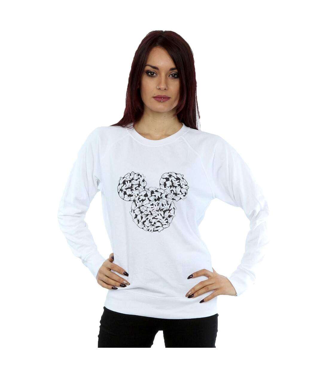 Disney Sweatshirt Womens/Ladies Mickey Mouse Head Of Hands (Blanc) - UTBI28022-2