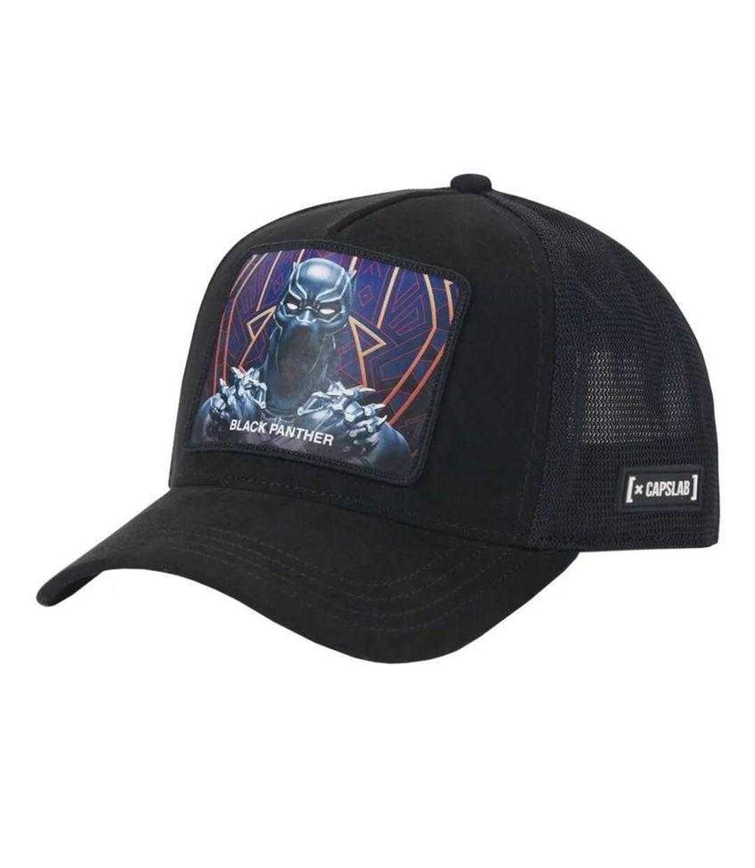 Casquette Trucker Motif Black Panther Homme Noir Capslab-1