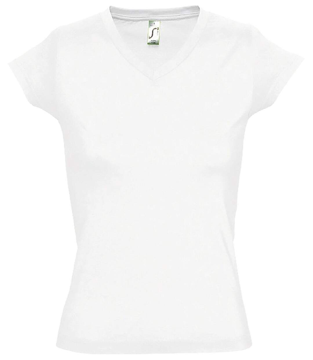 T-shirt manches courtes col V - Femme - 11388 - blanc