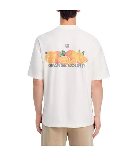 Mens Orange Crew Neck Regular T-shirt Natural Hugo