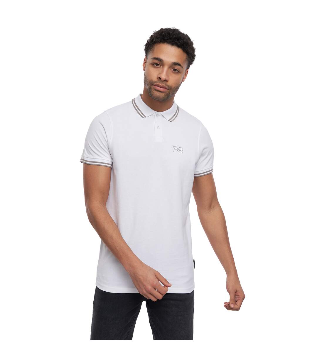 Mens Tarquin Polo Shirt White Crosshatch-2