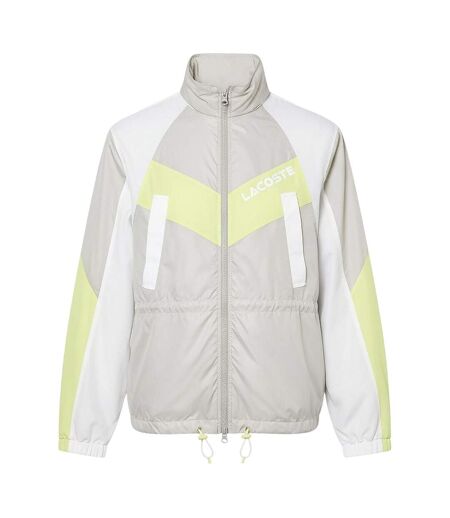 Womens/ladies Colour Block Oversized Hooded Jacket Grey Lacoste