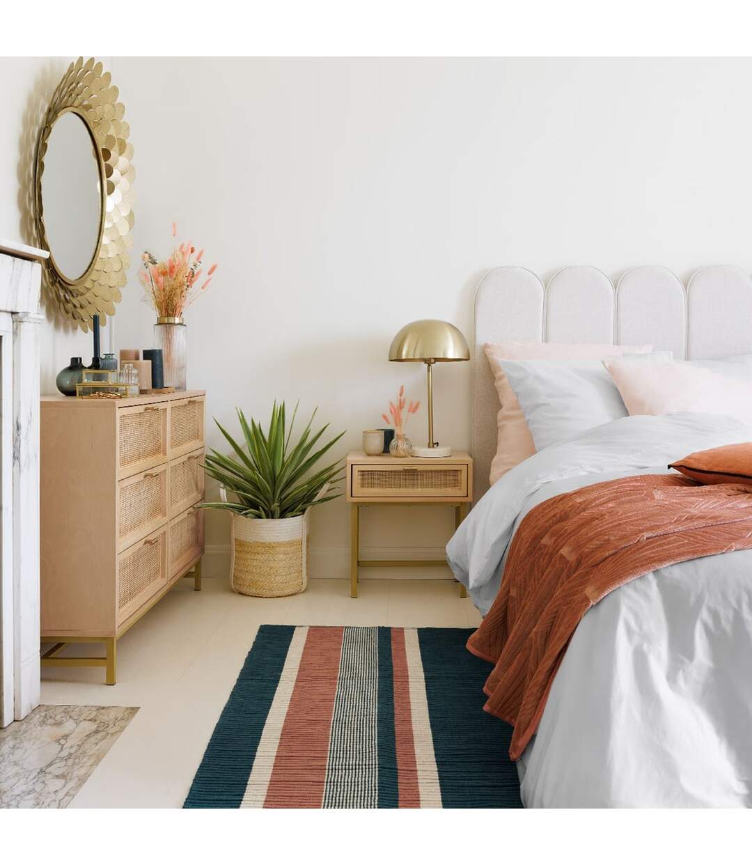 Chevet 1 tiroir en cannage RAYO - Beige-2