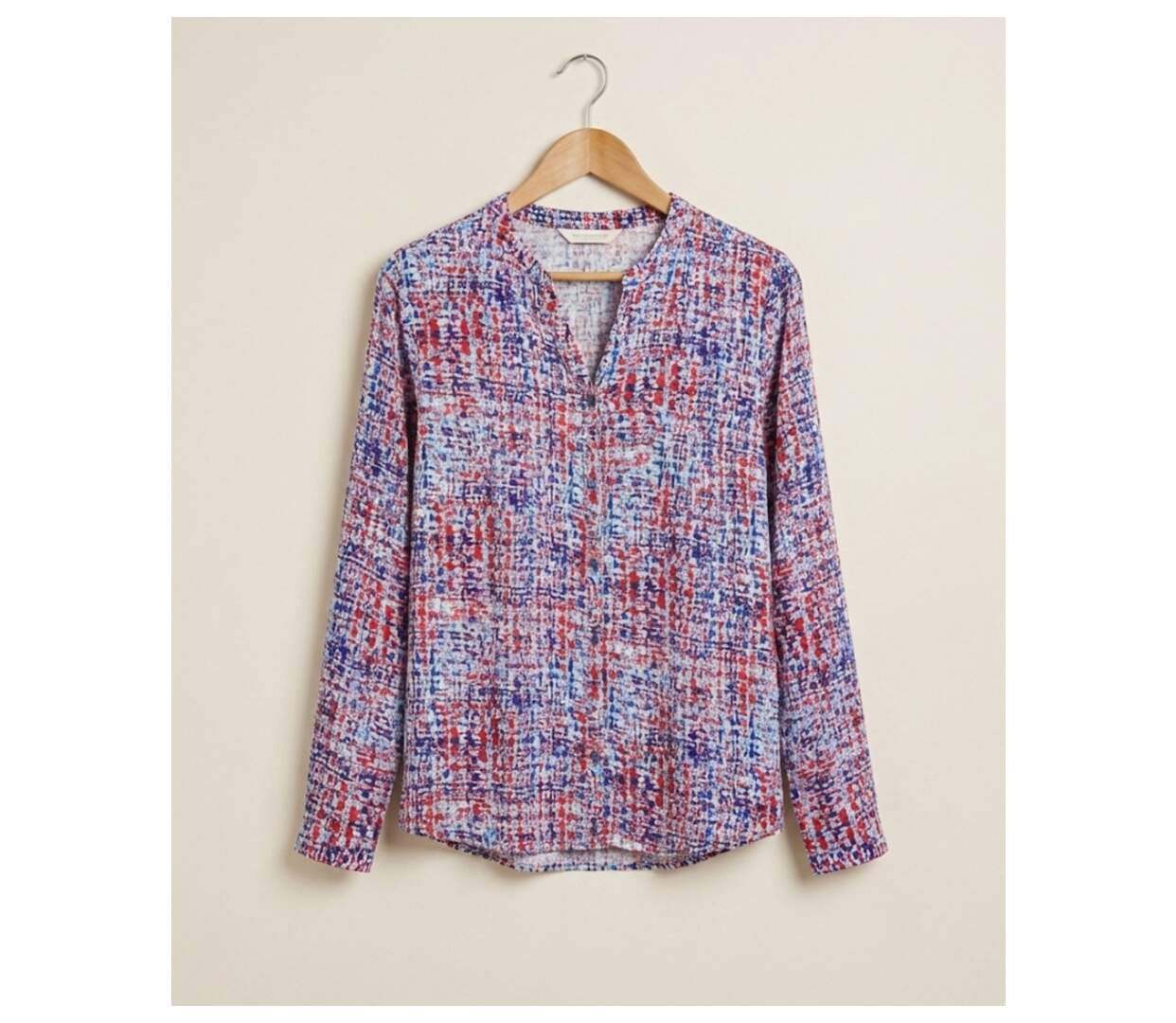 Chemisier Femme Imprimé Bleu et Rouge en Viscose Fluide-3