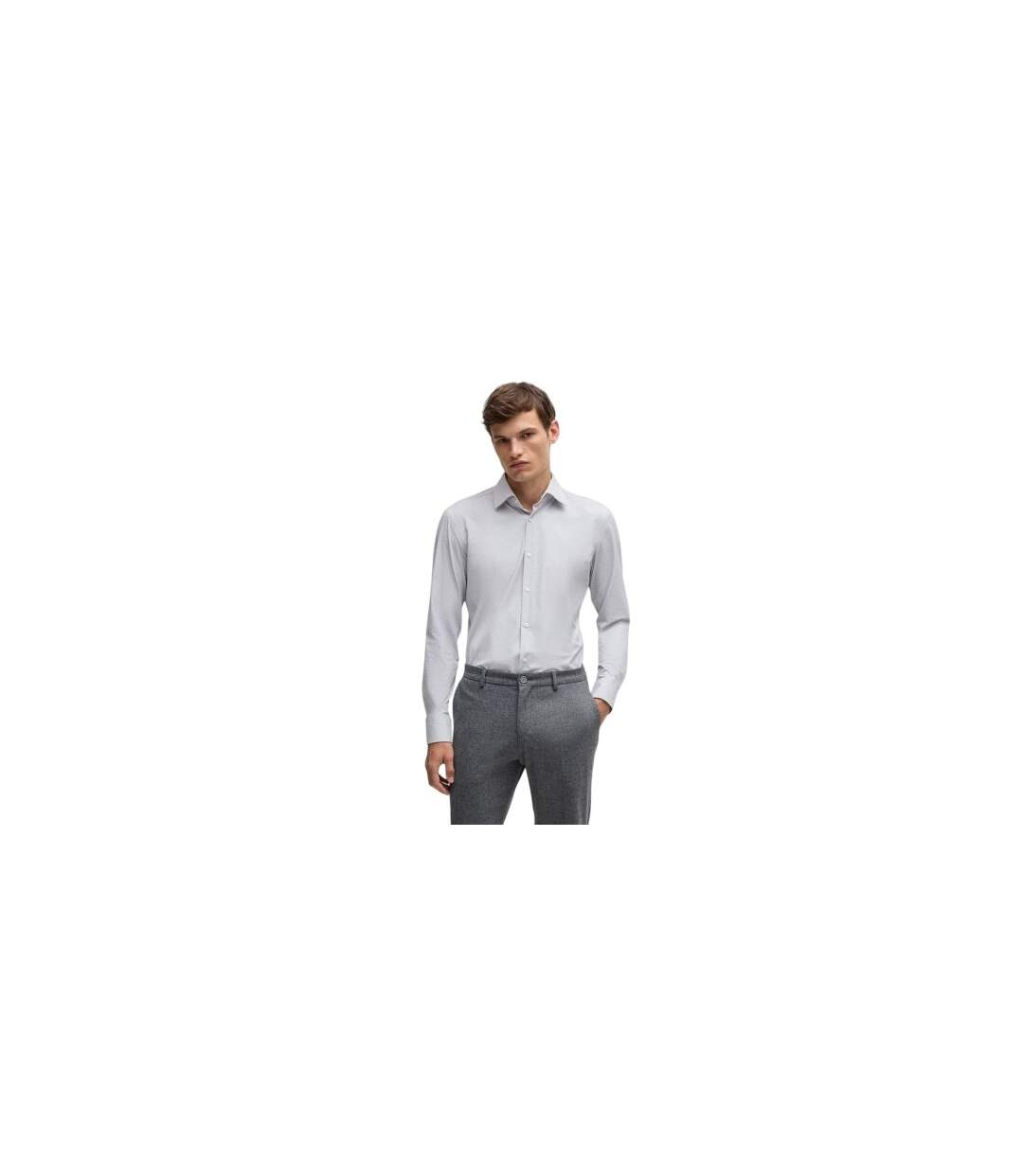 Chemise À Boutons Hank Homme Gris Moyen Boss-1