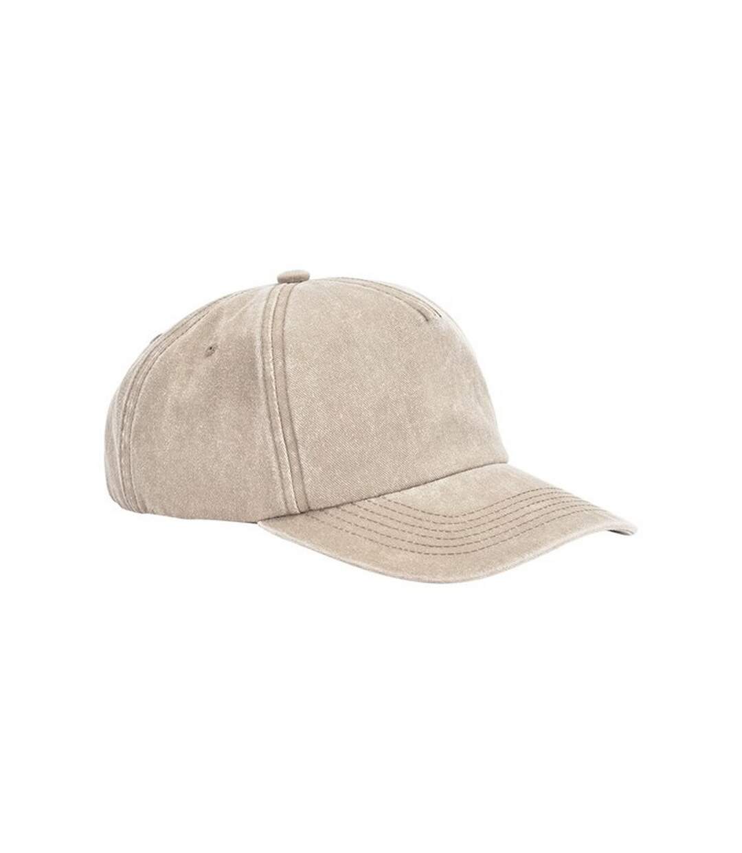 Casquette de baseball beige gris Beechfield-1