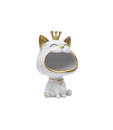 Vide-Poche Statue Chat 25cm Blanc