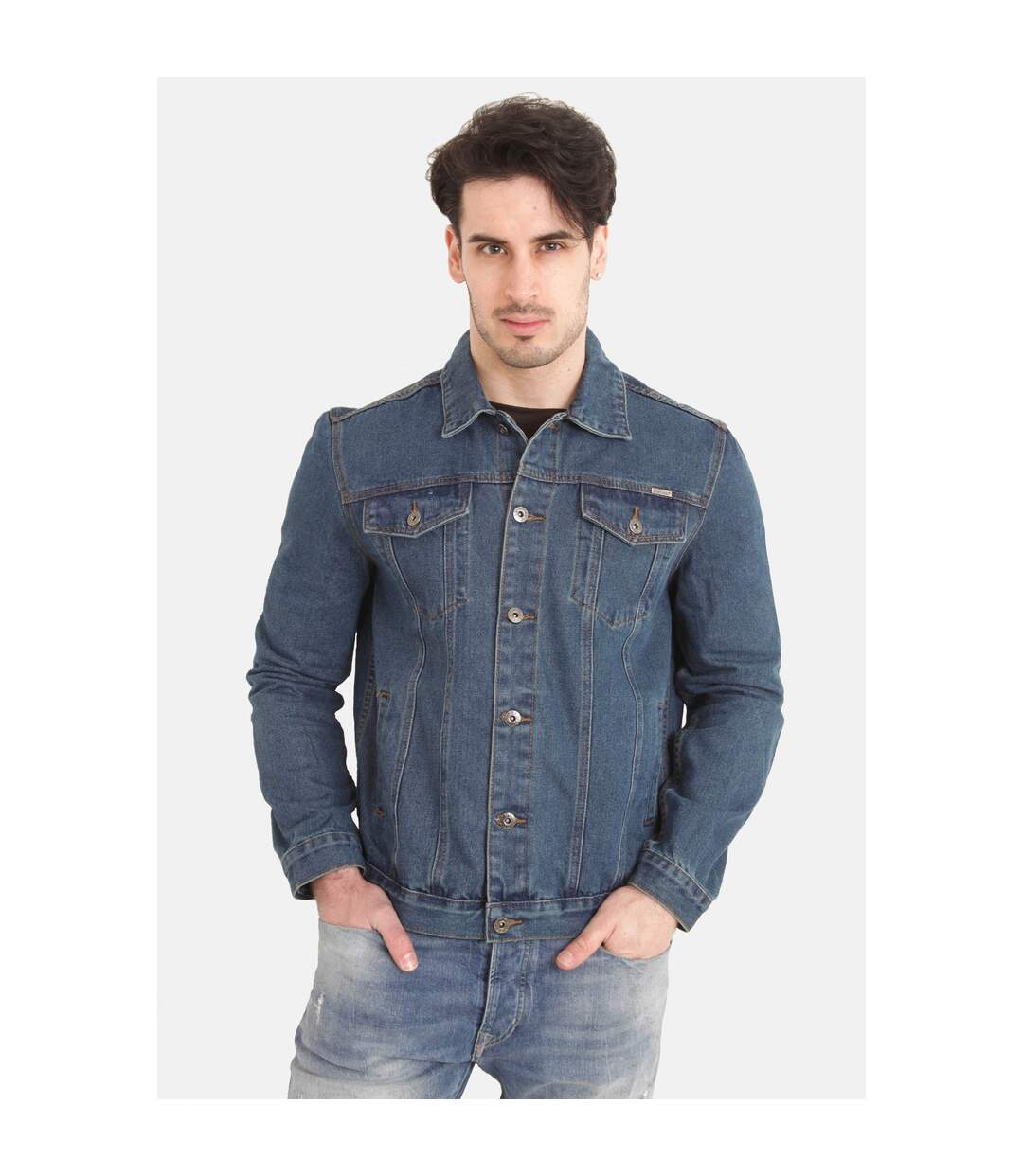 Duke Mens Western Trucker Style Denim Jacket (Stonewash) - UTDC102-3