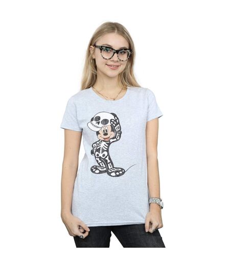 Disney T-shirt en coton Mickey Mouse Skeleton Femme/Ladies (Gris sportif) - UTBI31945