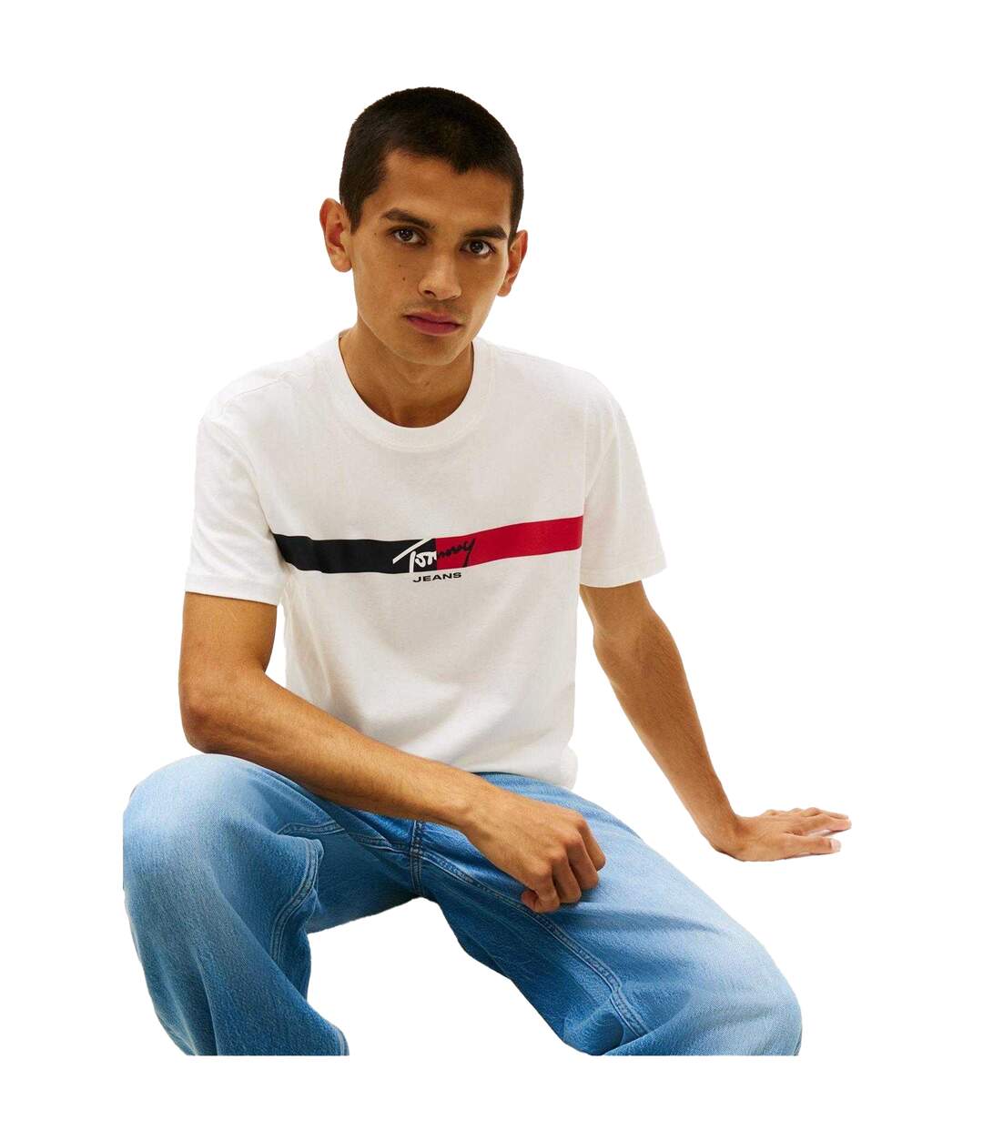 Mens Striped Jersey T-shirt Ecru Tommy Jeans-4