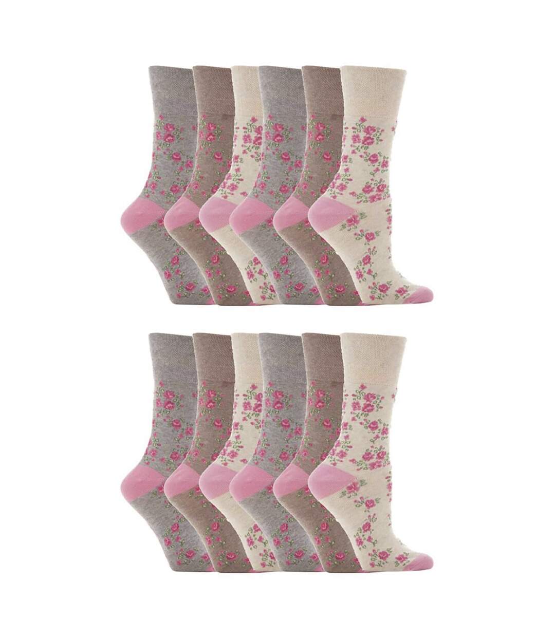 12 Pairs Ladies Cotton Rich Everyday Socks Gentle Grip Soft Top Comfort Socks-1